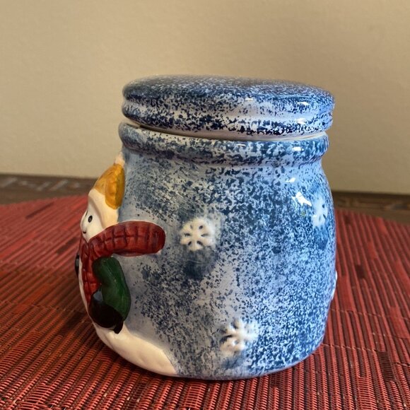 Ceramic Christmas Mini Jar w/Adorable Snowman - Picture 2 of 11